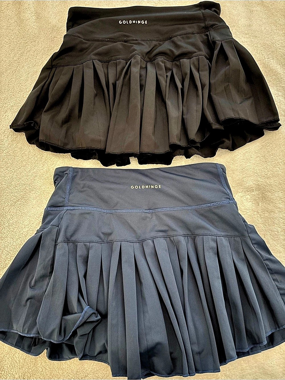 Goldhinge Pleated Mini Athletic Skort Set in Black & Blue